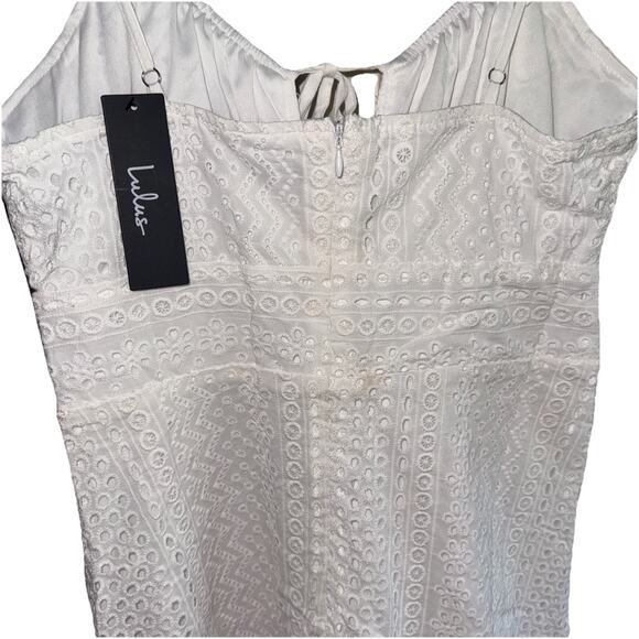 NEW Lulu's Adored Aura White Eyelet Cutout Midi Dress Size Small NWT - Picture 5 of 6